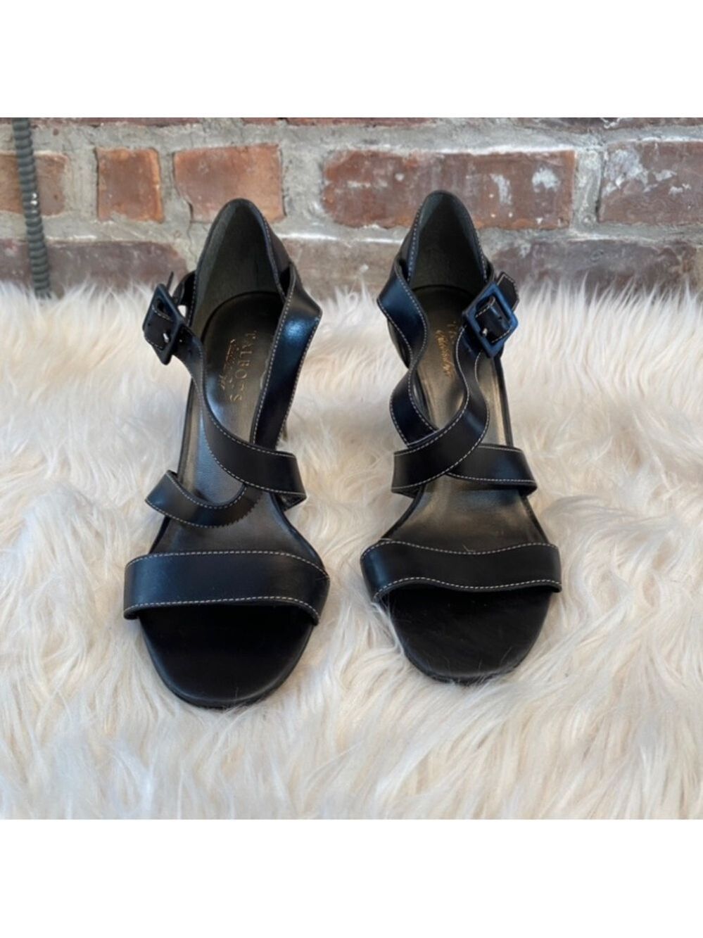 Talbots Black Leather Sandals, Size 8.5B